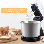 Elektrischer Handmixer mit Standfuß & Schüssel – 7 Geschwindigkeiten | Teighaken, Schneebesen & 1,7L Edelstahlschüssel