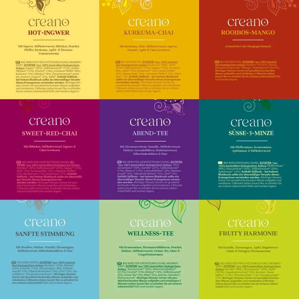Set de cadou cu ceai organic din plante – 27 plicuri piramidale în 9 arome naturale | Amestecuri bio