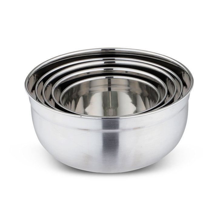 Set de boluri de bucătărie din oțel inoxidabil – 5 piese cu capac | Boluri pentru amestecat, pregătit și depozitare