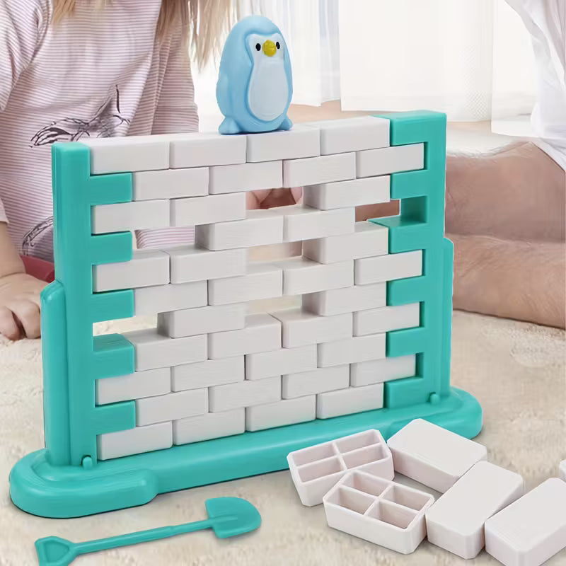 Joc Penguin Wall Breaker – Jucărie cu blocuri pentru copii | Strategie, distracție și seară de joc în familie