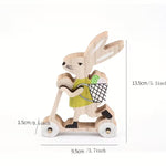 Decorațiuni pentru bicicletă cu iepuraș de Paște – Set de 2 | Ornamente din lemn de primăvară | Decor de masă și raft