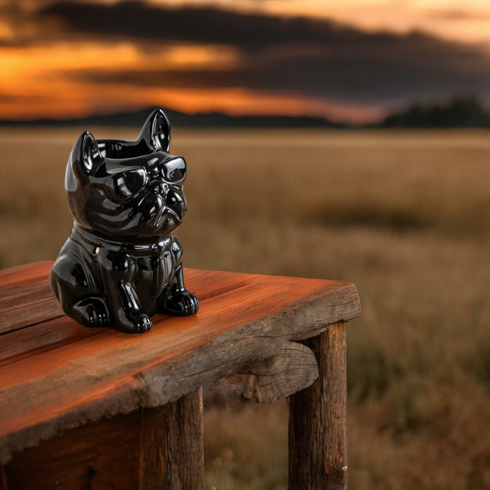 Boubou negru – arzător de ceară lacuit ceramic și difuzor de uleiuri esențiale | Decor de casă inspirat de animale