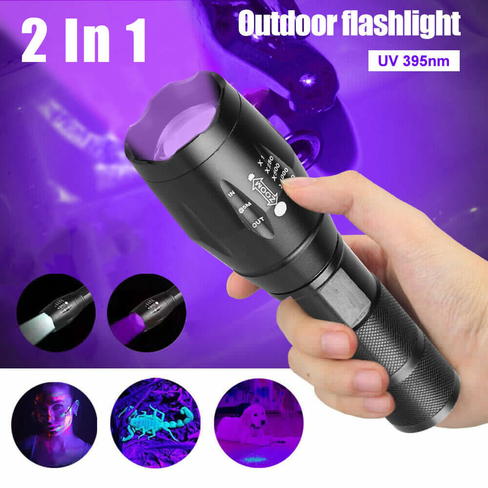 UV-Blacklight-Taschenlampe 2-in-1 – 395nm | UV- & Weißlicht | Banknoten- & Tierflecken-Detektor