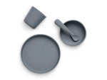 Set de farfurii pentru copii – 4 piese | Sigur, ușor și ușor de utilizat | Roz, Verde și Gri Furtună