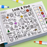 Carte de activități Look & Find pentru copii – joc de căutare și colorare | Concentrare, creativitate și antrenament mental