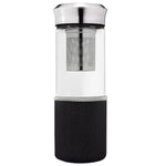 Teamaker "Black" 400ml – Glas-Tee-Infuser-Flasche mit Edelstahlfilter & Neopren-Hülle