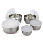Set de boluri de bucătărie din oțel inoxidabil – 5 piese cu capac | Boluri pentru amestecat, pregătit și depozitare