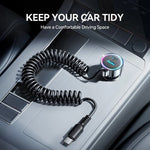 Încărcător auto rapid 3-în-1 Joyroom JR-CL07 72W – USB-C & USB-A cu cablu integrat | Negru