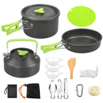 16-teiliges Camping-Kochgeschirr-Set – Aluminiumtopf, Pfanne, Kessel & vollständiges Utensilien-Set