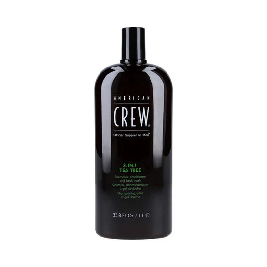 American Crew 3-in-1 șampon, balsam și gel de duș cu ceai de arbore de ceai 1000ml – Îngrijire zilnică pentru bărbați