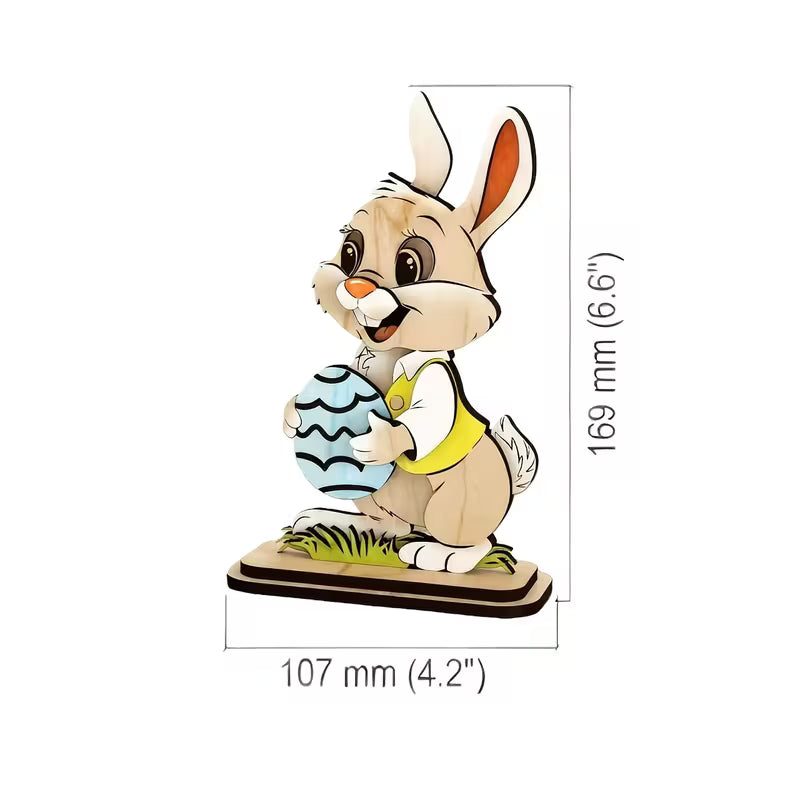 Decorațiune de masă cu iepuraș de Paște – Ornament din lemn natural | Decor calm și natural pentru casă