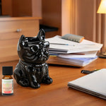 Boubou negru – arzător de ceară lacuit ceramic și difuzor de uleiuri esențiale | Decor de casă inspirat de animale