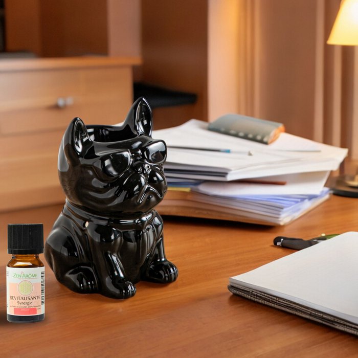 Boubou negru – arzător de ceară lacuit ceramic și difuzor de uleiuri esențiale | Decor de casă inspirat de animale