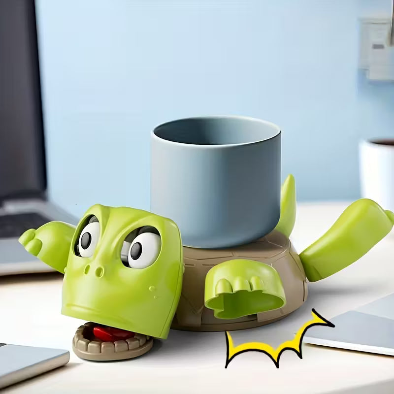 Lustiger Schildkröten-Tassenhalter & Stress-Relief-Untersetzer – Zum Drücken, um zu reagieren | Schreibtisch-Gadget & Bürogadget
