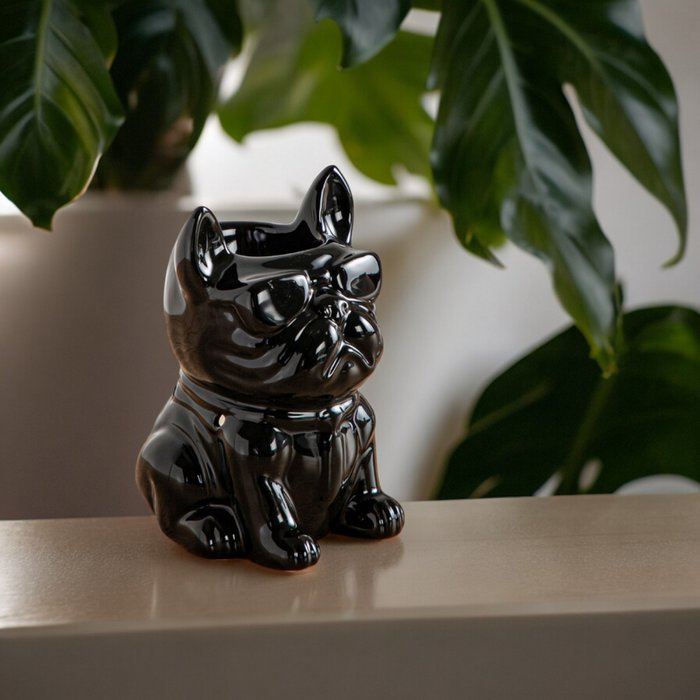 Boubou negru – arzător de ceară lacuit ceramic și difuzor de uleiuri esențiale | Decor de casă inspirat de animale