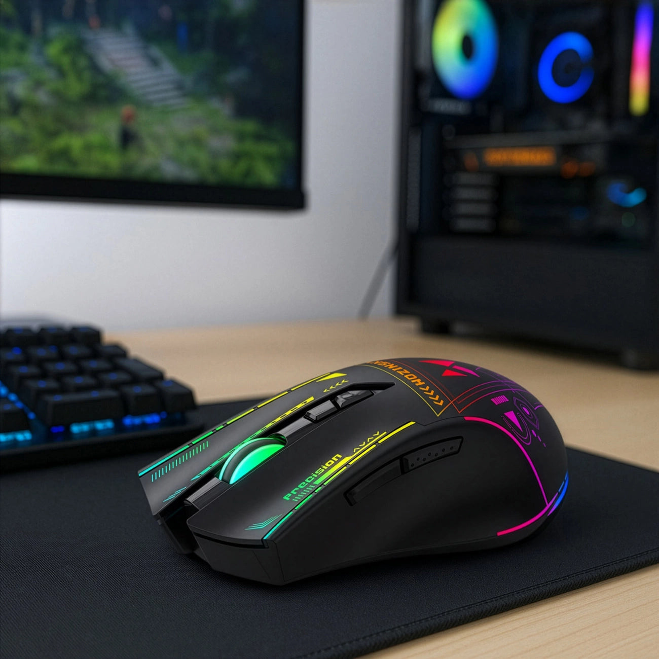 Mouse de gaming wireless Wozinsky WMGB-3200 – 3200 DPI, iluminare RGB și baterie reîncărcabilă | Negru