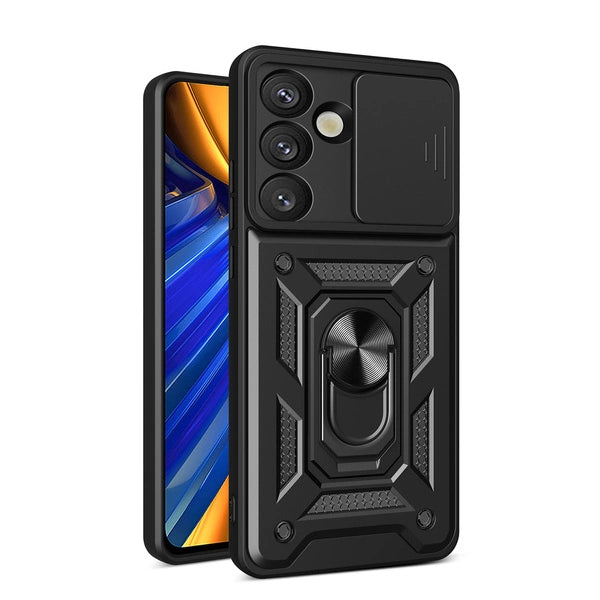 Carcasă hybrid armor Camshield pentru Samsung Galaxy S26 Plus – Protecție antiscădere, suport încorporat și capac pentru cameră | Negru