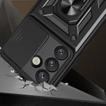 Carcasă hybrid armor Camshield pentru Samsung Galaxy S26 Plus – Protecție antiscădere, suport încorporat și capac pentru cameră | Negru