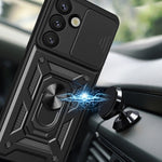 Carcasă hybrid armor Camshield pentru Samsung Galaxy S26 Plus – Protecție antiscădere, suport încorporat și capac pentru cameră | Negru