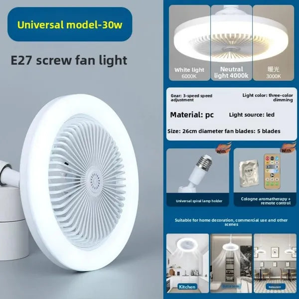 LED-Deckenventilator mit Licht & Fernbedienung – 30W | 3 Geschwindigkeiten, 3 Lichtmodi & Timer