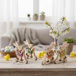 Decorațiuni pentru bicicletă cu iepuraș de Paște – Set de 2 | Ornamente din lemn de primăvară | Decor de masă și raft