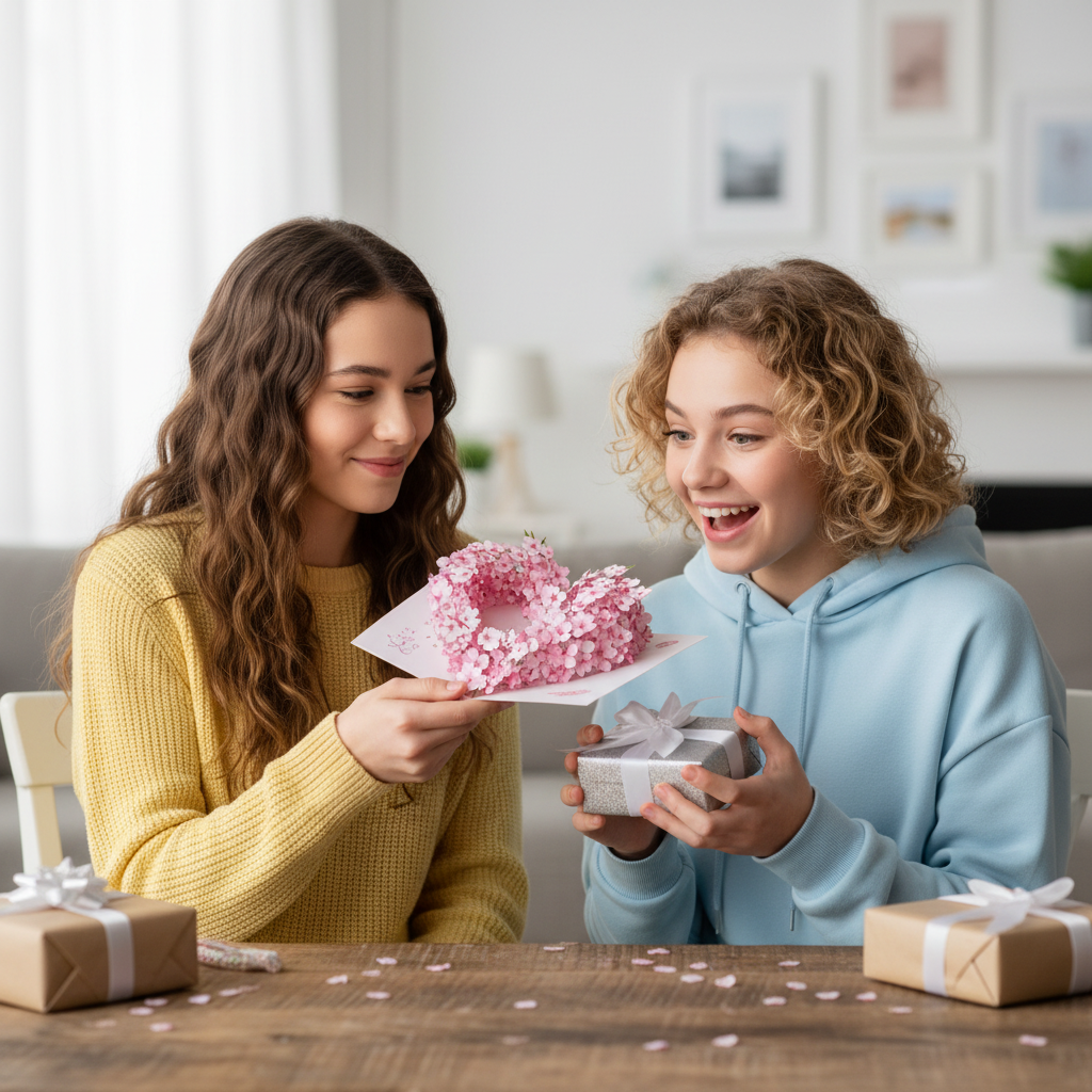3D-Popup-Grußkarte – Herz & Kirschblüten | Luxuriöse Grußkarte für jeden Anlass