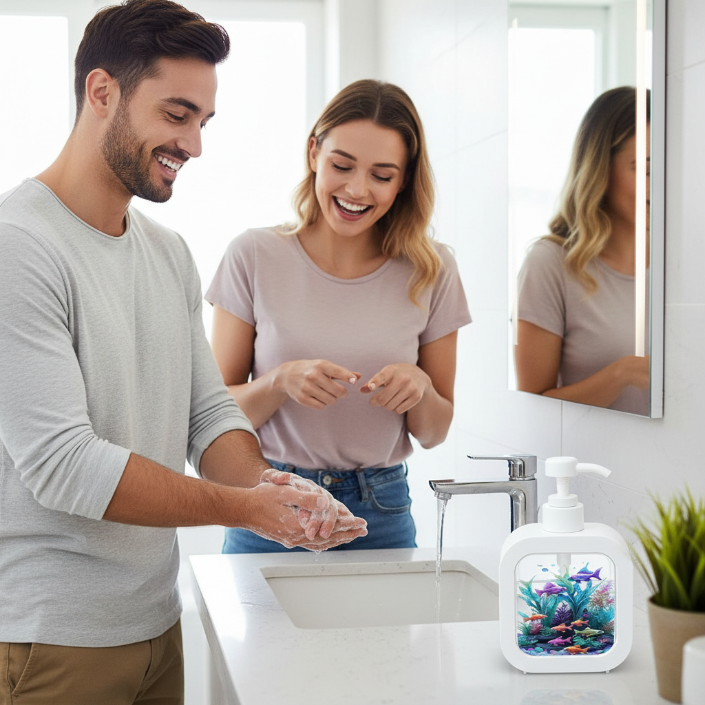 Ozean-Themen-Seifenspender – Dekorativer Badezimmer-Pumpenspender | Bunter Unterwasser-Design