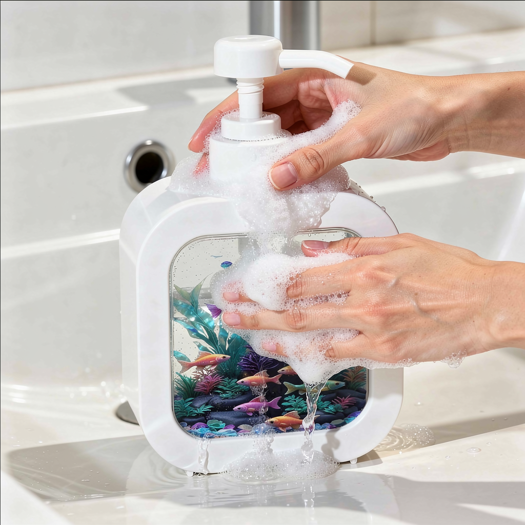 Ozean-Themen-Seifenspender – Dekorativer Badezimmer-Pumpenspender | Bunter Unterwasser-Design