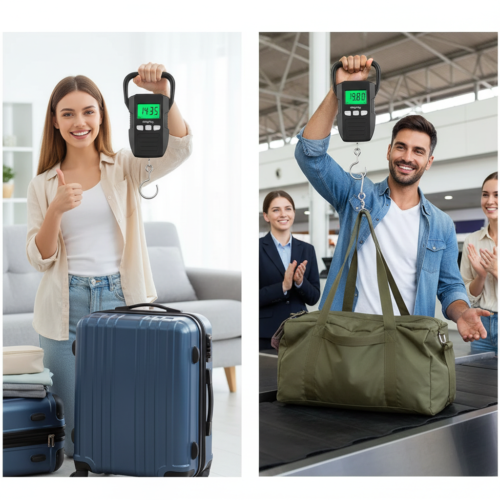 Tragbares Digital-Hängewaage – 60kg / 132lb | LCD-Hintergrundbeleuchtetes Display & Schwerlasthaken | Reisen & Versand